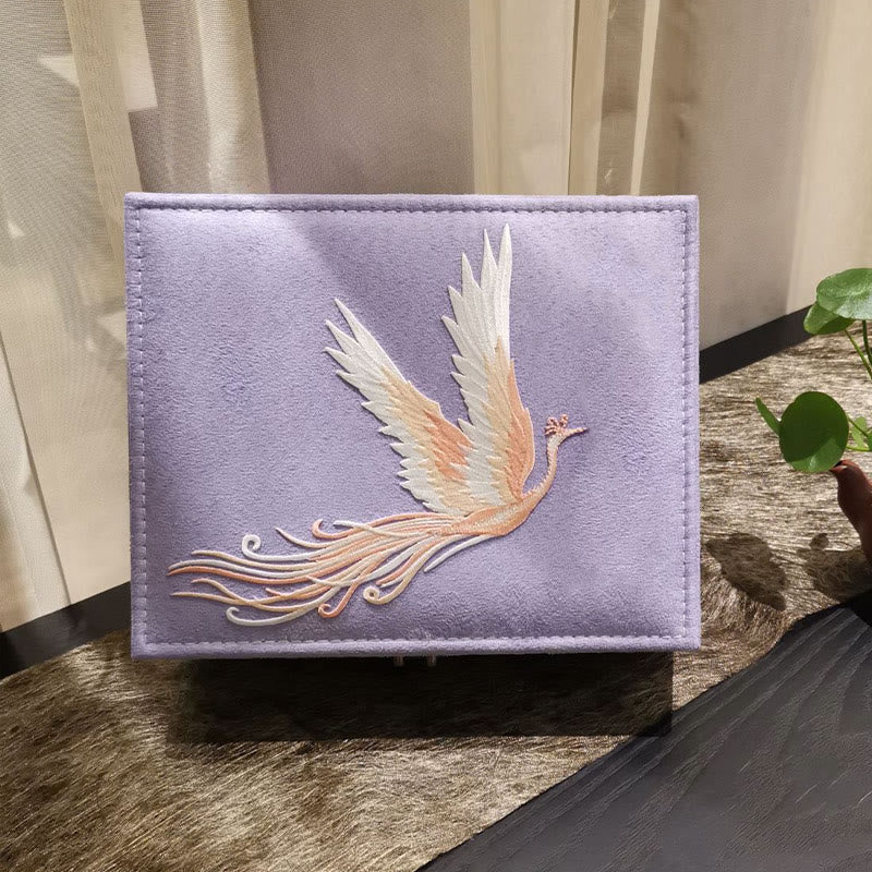 Purple Phoenix Jewelry Box Organizer Two-Layer Jewelry Storage Box Flannel Box