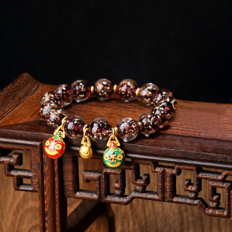 Handmade Luminous Liuli Glass Pixiu Gold Swallowing Beast Success Bracelet