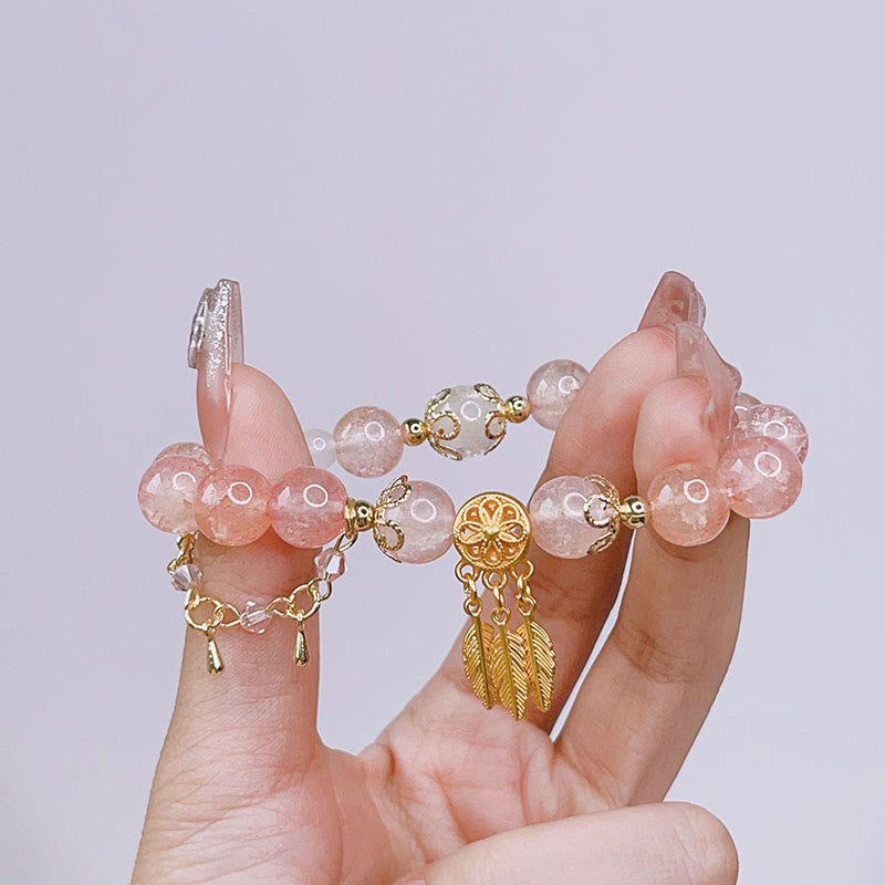 Handcrafted Glass Bead Dreamcatcher Charm Bracelet for Spiritual Connection