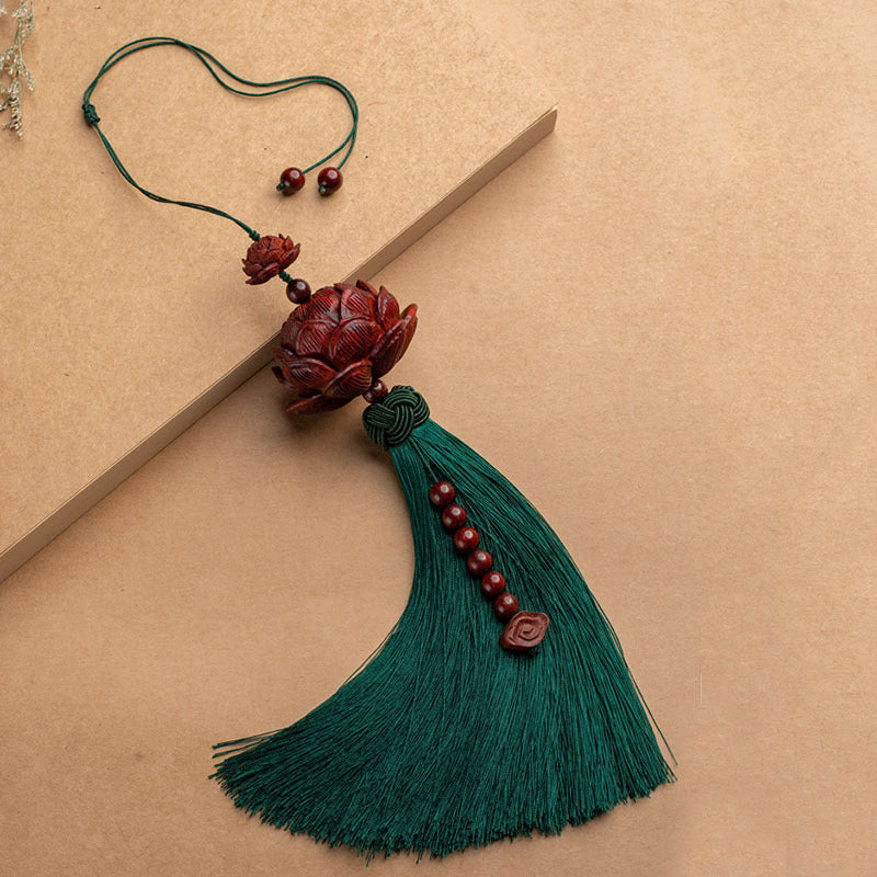 Tibetan Small Leaf Red Sandalwood Lotus Luck Protection Tassel Decoration (Extra 35% Off | USE CODE: FS35)
