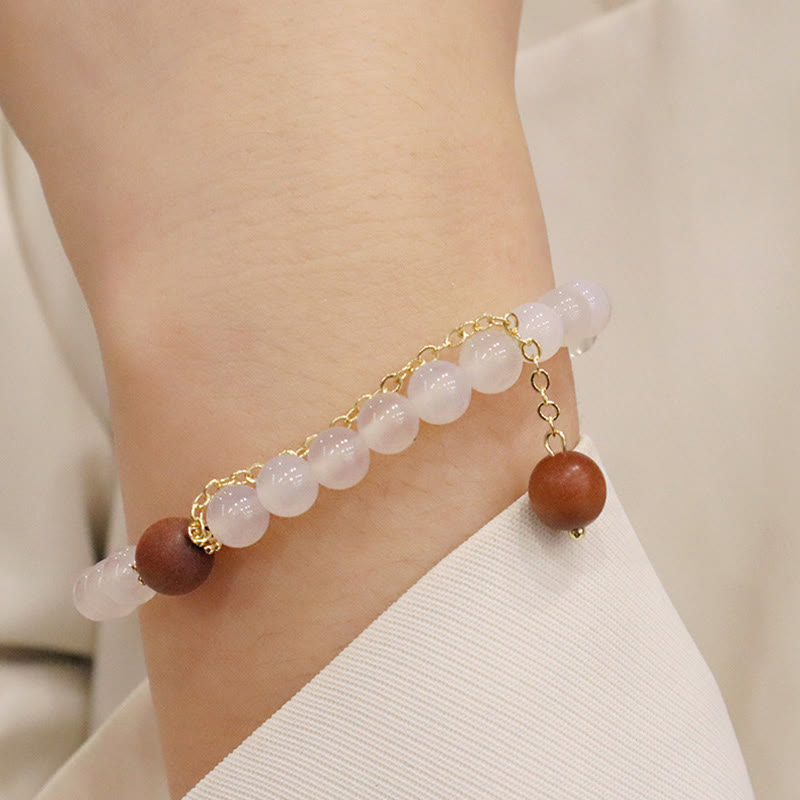 Sandalwood Cat's Eye Fu Character Charm Protection Bracelet