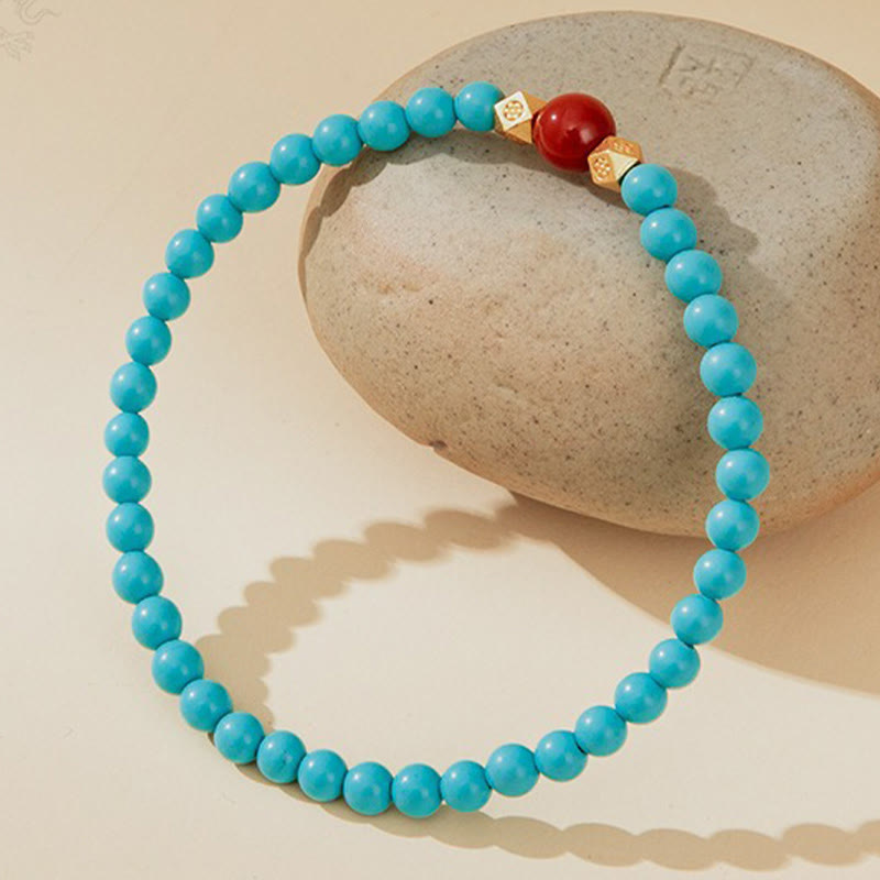 Turquoise Red Agate Beaded Protection Bracelet