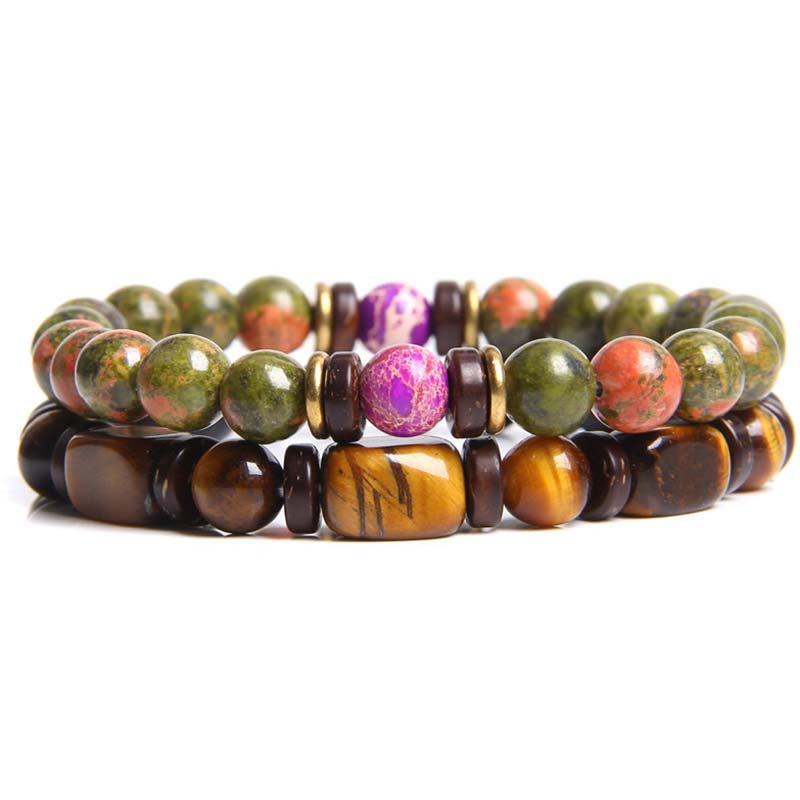 2PCS Healing Crystal Emperor Stone Tiger Eye Bead Bracelet