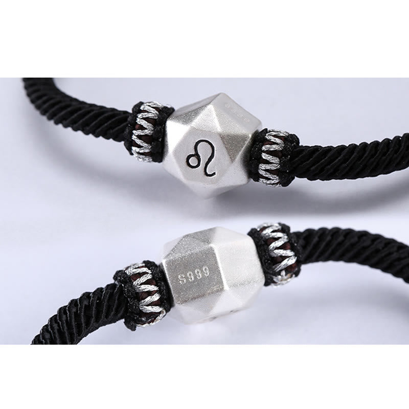 999 Sterling Silver 12 Constellations of the Zodiac Protection Handmade String Bracelet