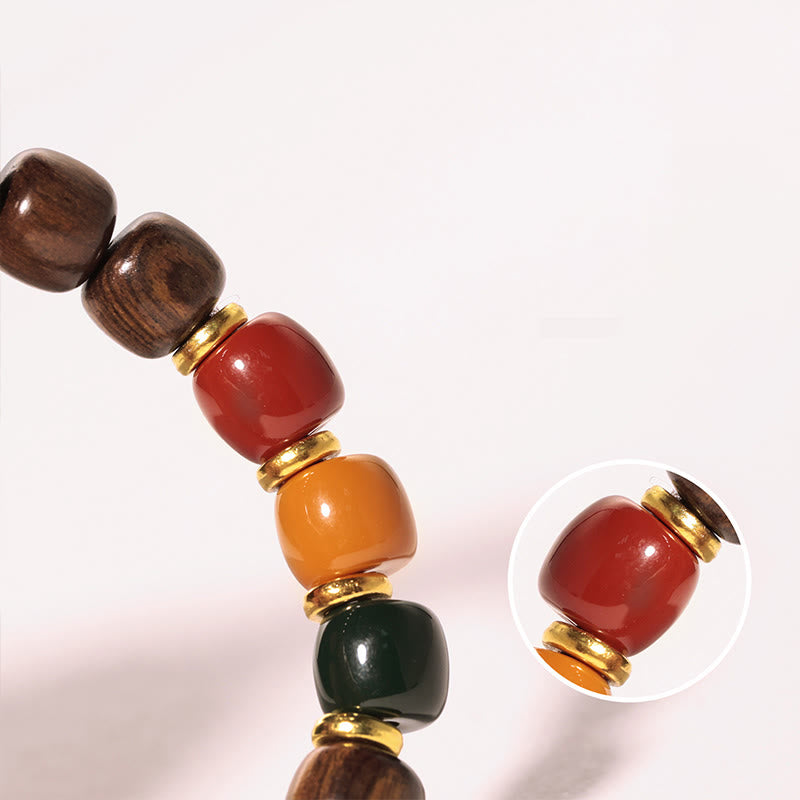 Handmade Natural Wood & Copper Beaded Meditation Bracelet