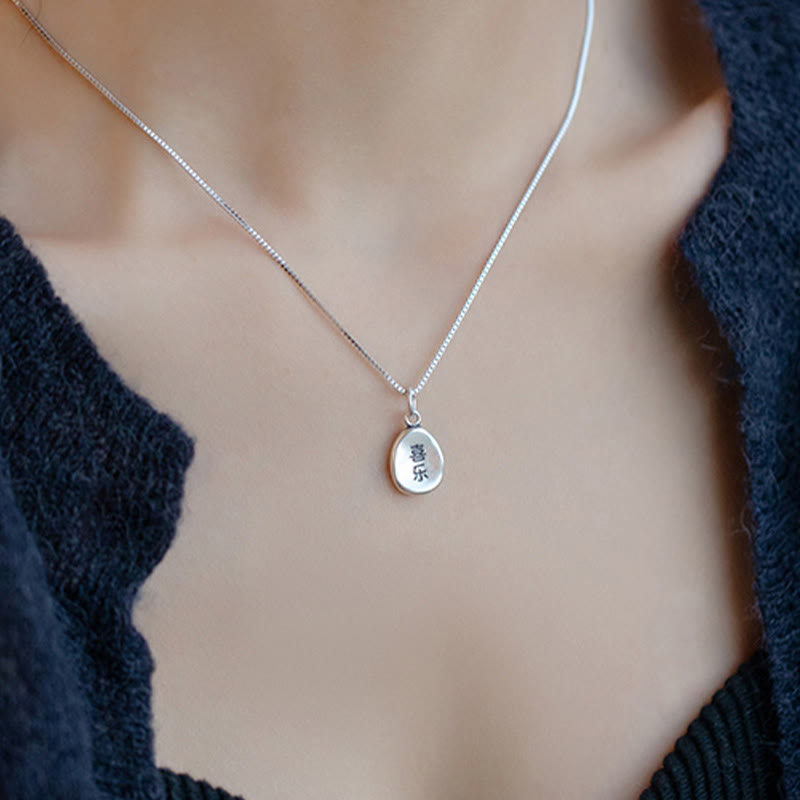 999 Sterling Silver Peace And Joy Fu Character Luck Fortune 925 Sterling Silver Chain Necklace Pendant