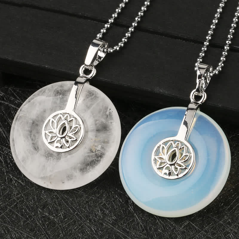 Various Crystal Amethyst Pink Crystal Lotus Healing Necklace Pendant