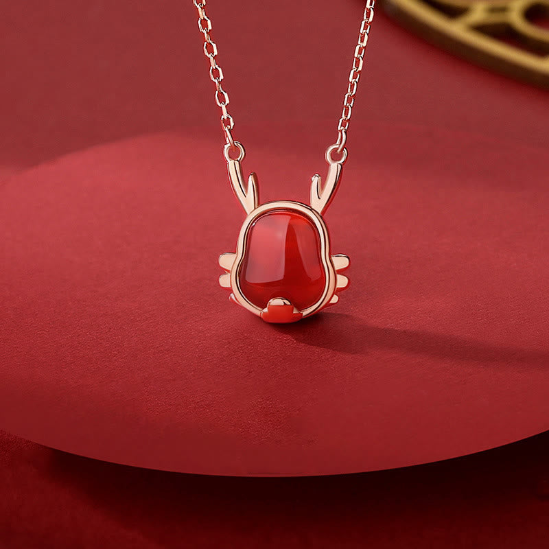 ❗❗❗A Flash Sale- 925 Sterling Silver Year of the Dragon Natural Red Agate Dragon Attract Fortune Fu Character Strength Bracelet Necklace Pendant Earrings