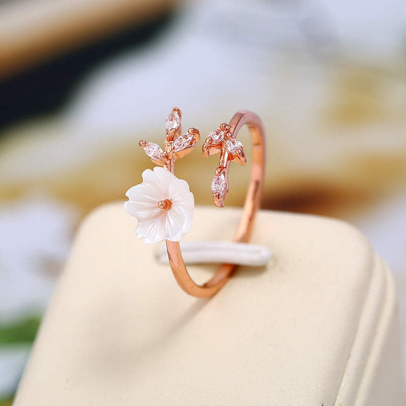 Plum Blossom Leaf Pattern Copper Luck Ring