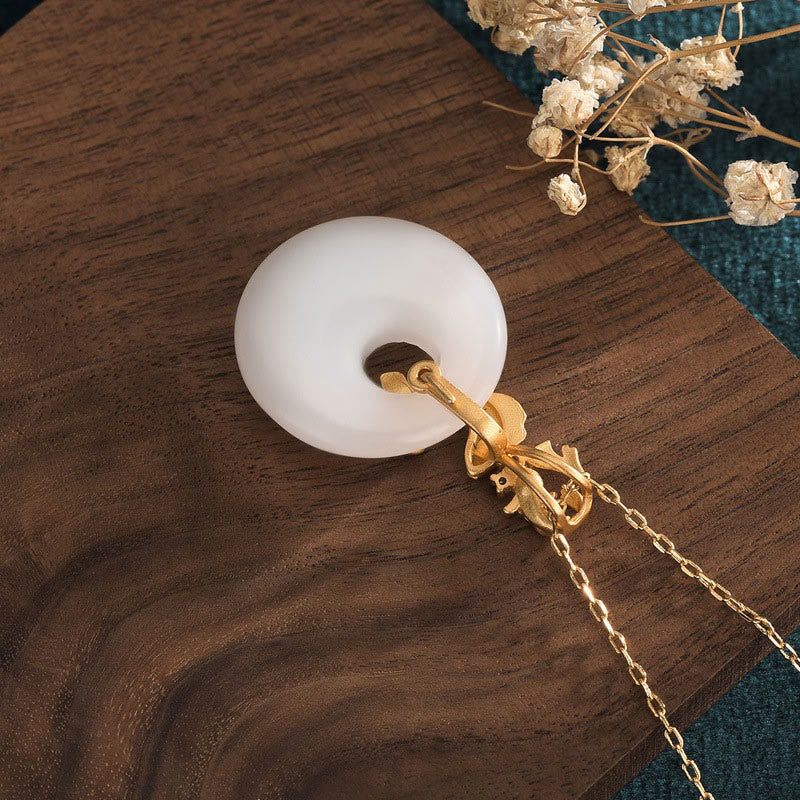 White Jade Koi Fish Wealth Prosperity Necklace Pendant