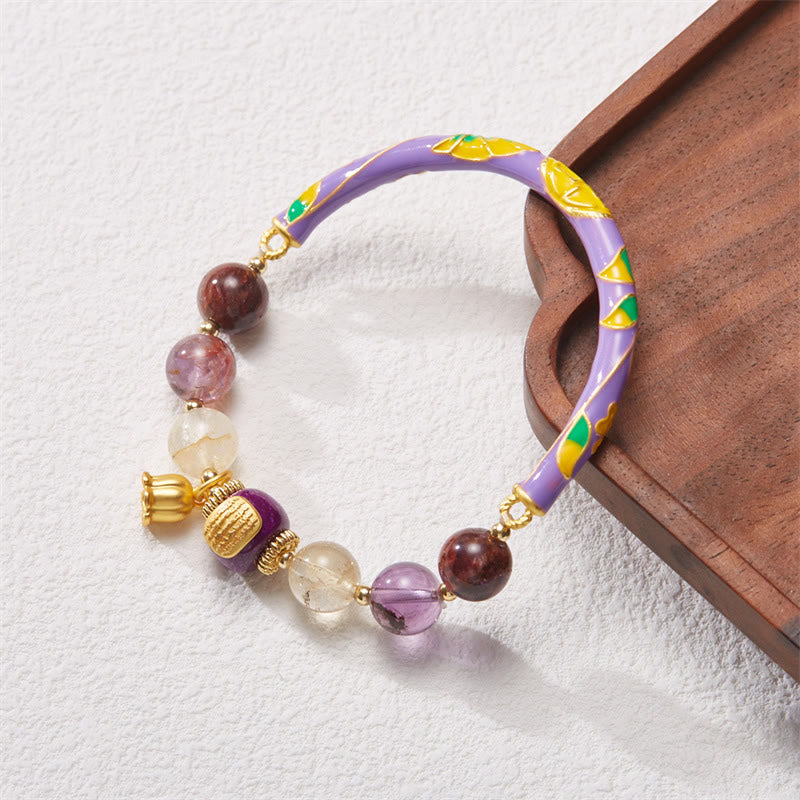 Purple Phantom Purple Jade Scripture Citrine Love Wisdom Bracelet Bangle