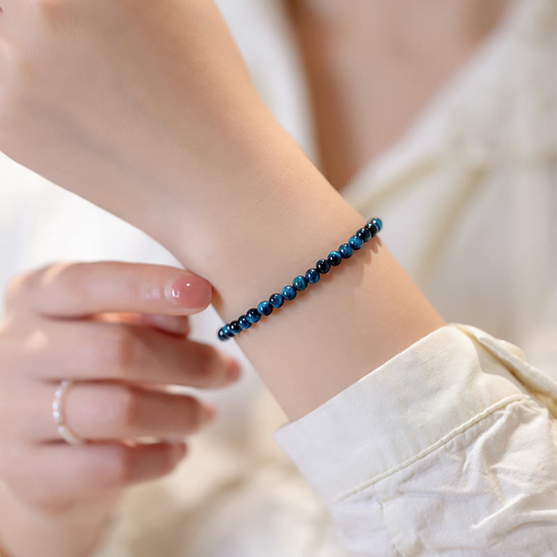 Natural Blue Tiger Eye Stone Protection Chain Bracelet