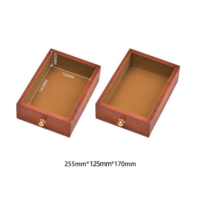 Handmade Antique Rosewood Double Layer Lockable Flower Jewelry Storage Box