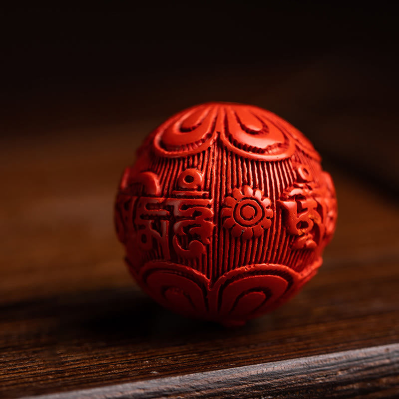 Red Sandalwood & Jade Cinnabar Keychain with Om Mani Padme Hum, Pixiu, or Copper Coin