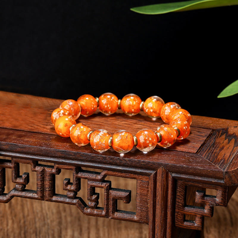 Handmade Luminous Liuli Glass Pixiu Gold Swallowing Beast Success Bracelet