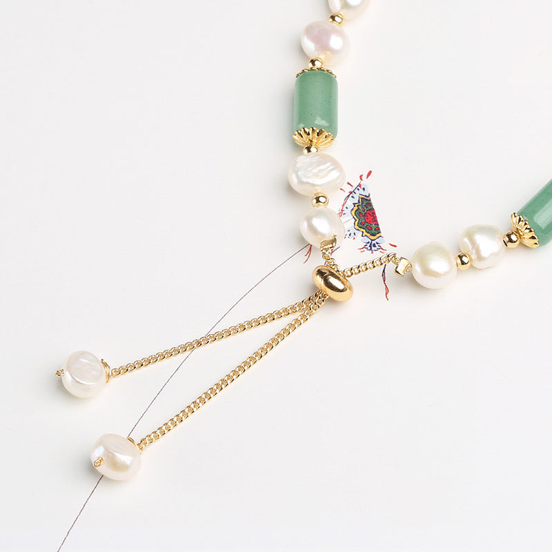Green Aventurine Pearl Pink Crystal Bead Luck Bracelet