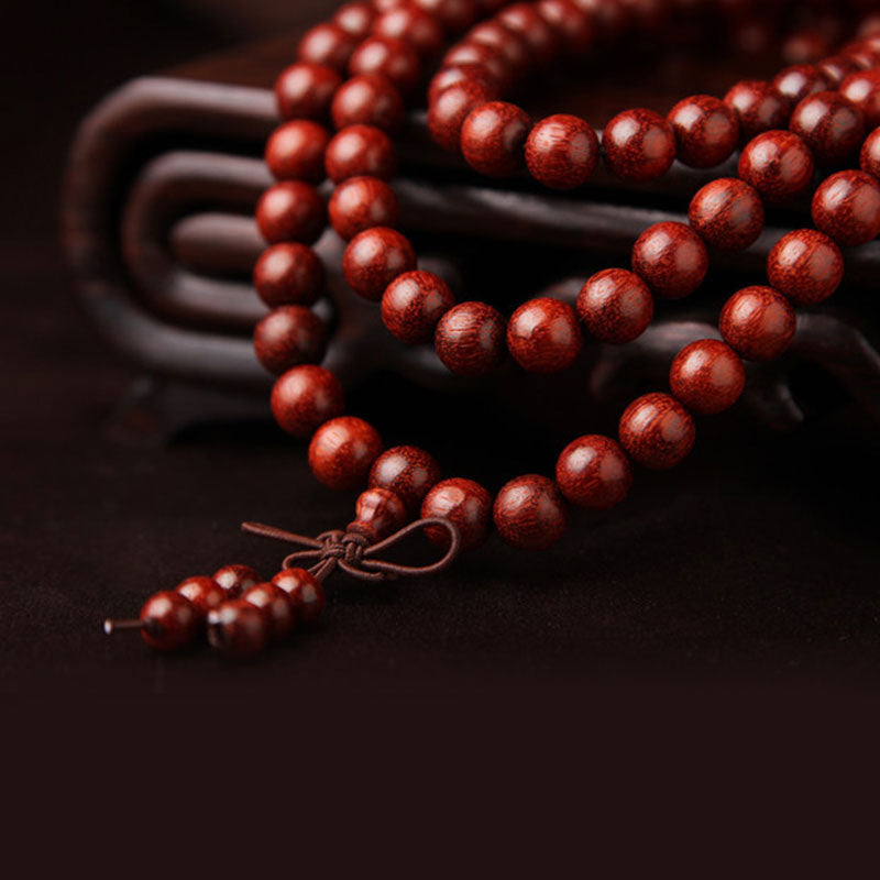 Tibetan Small Leaf Red Sandalwood 108 Beads Mala Meditation Bracelet