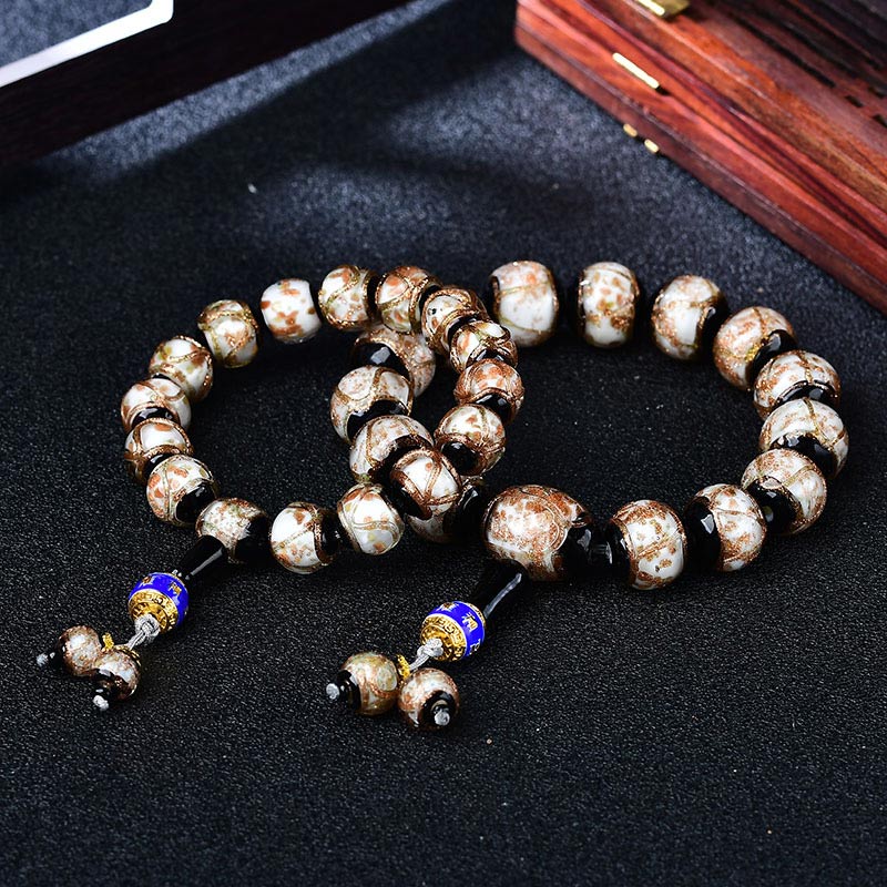 Tibetan Dragon Vein Agate Beaded Bracelet – 12mm & 14mm in Multi-Color Options