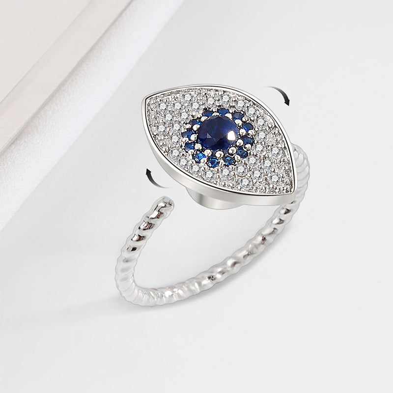 Rotatable 925 Sterling Silver Evil Eye Spinner Ring