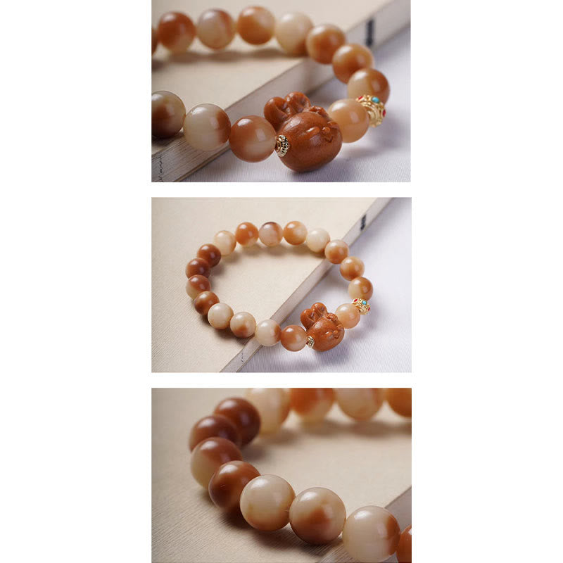 Natural Bodhi Seed Rabbit Charm Serenity Bracelet for Mindful Practice