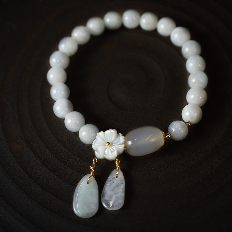 "Hoping for Purity and Peace"Natural White Jade Bracelet Includes Gift Message Card