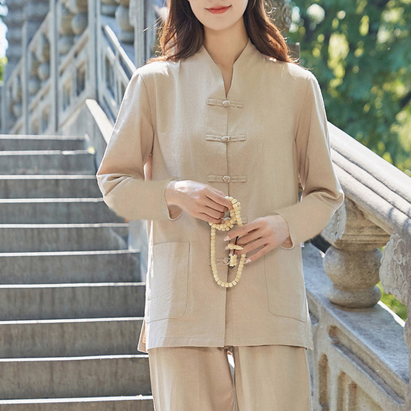 Handcrafted Cotton Linen Stand-Collar Meditation and Ritual Set