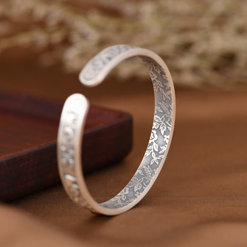 999 Fine Sterling Silver Elephant Strength & Wisdom Adjustable Cuff Bangle
