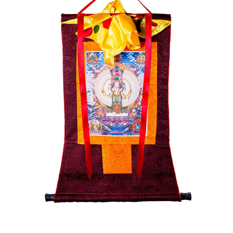 Tibetan Thousand-handed Avalokitesvara Framed Thangka Blessing Decoration