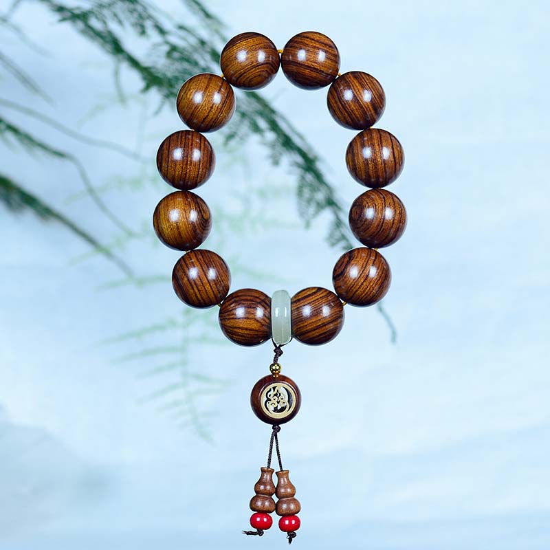 Rosewood Warmth Calm Gourd Charm Bracelet
