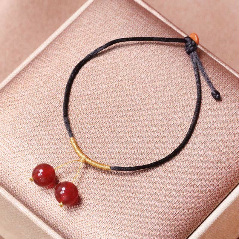 Natural Red Agate Chalcedony Self-acceptance Confidence String Bead Bracelet Necklace Pendant