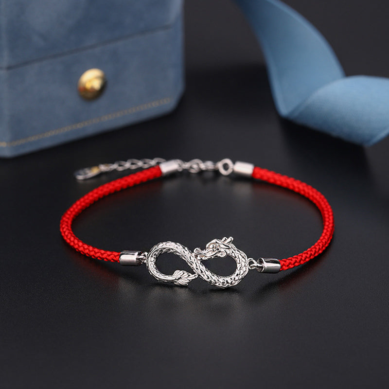 Year Of The Dragon 999 Sterling Silver Endless Knot Luck Protection Bracelet