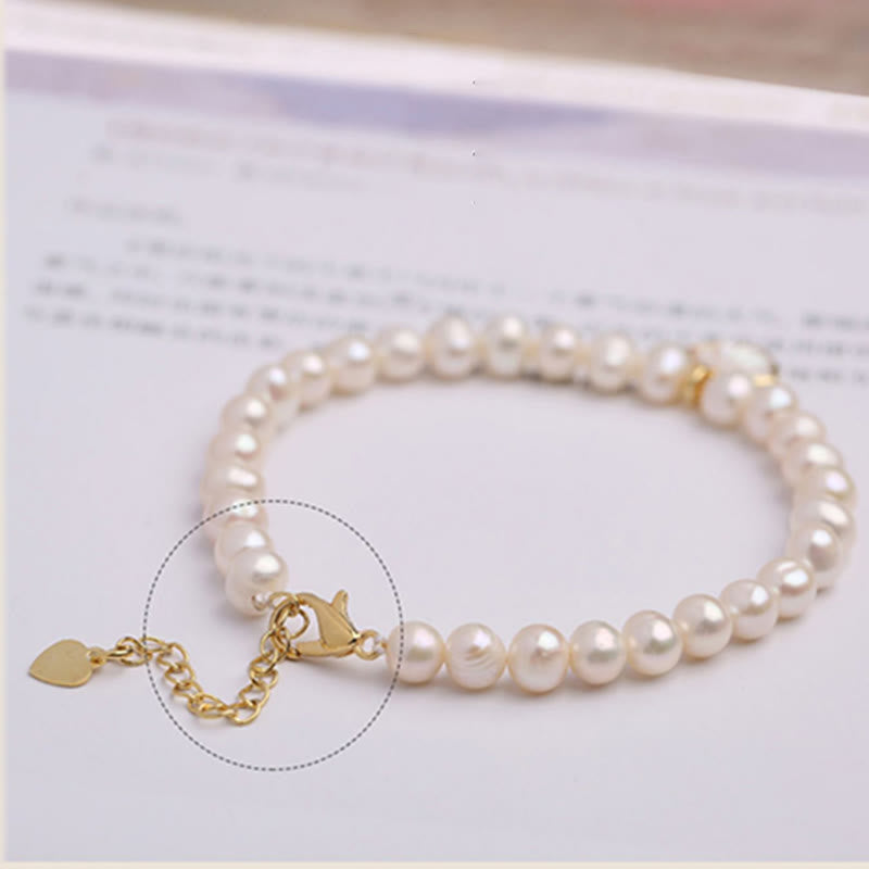 14K Gold Plated Natural Pearl & Seashell Charm Bead Bracelet with Amethyst or Red Agate