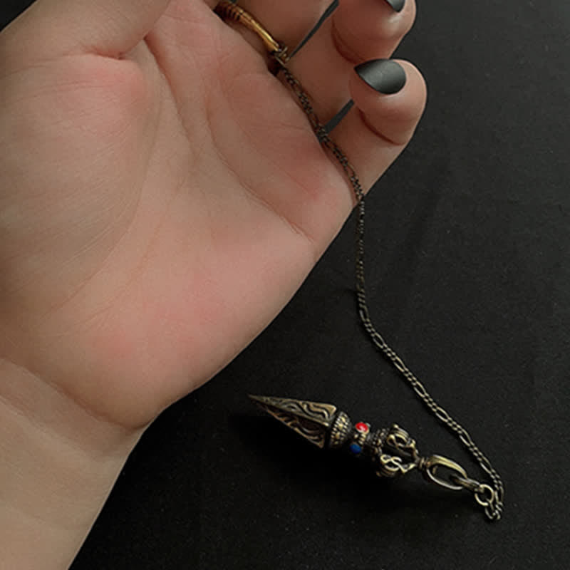 Pentagram Eye of God Feather Hamsa Copper Healing Necklace Pendant Pendulum