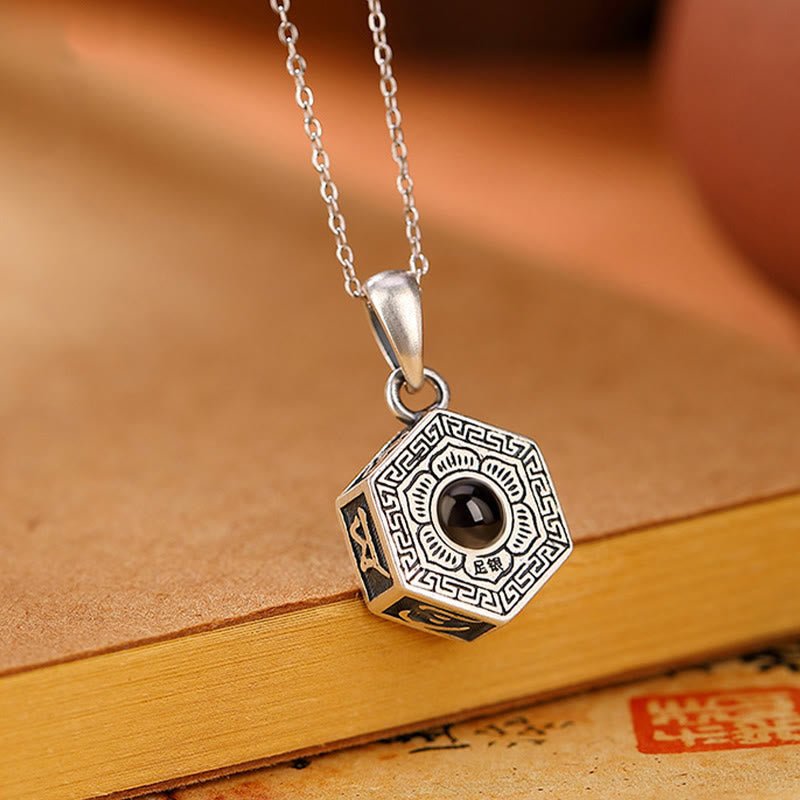 990 Sterling Silver Tibetan Om Mani Padme Hum Lotus Love Projection Necklace Pendant