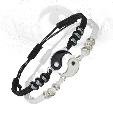Grounding Hematite Yin Yang Couple Bracelet Set - 2 Pieces