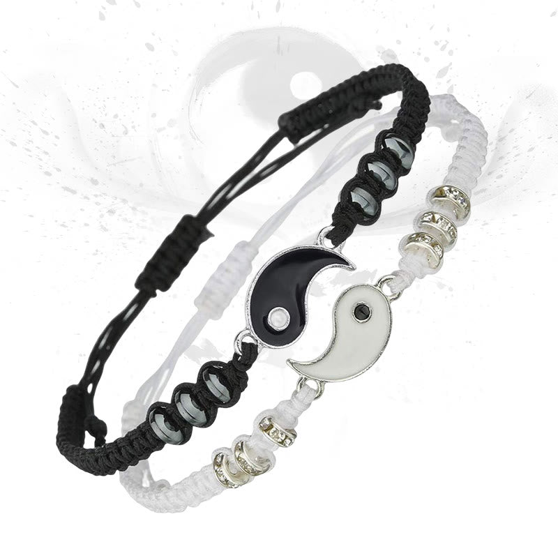 Grounding Hematite Yin Yang Couple Bracelet Set - 2 Pieces