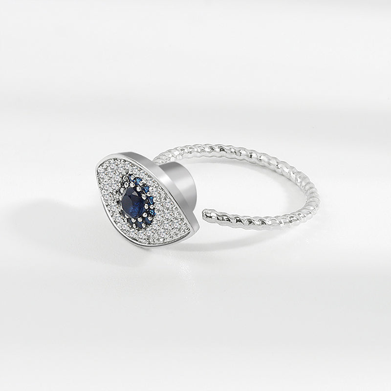 Rotatable 925 Sterling Silver Evil Eye Spinner Ring