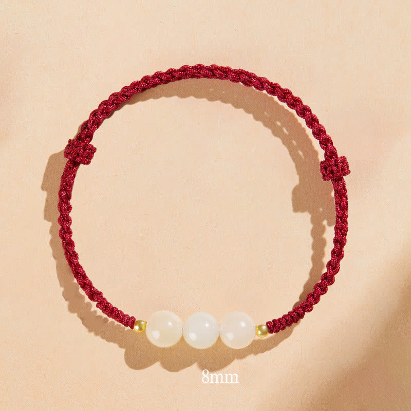 Handcrafted Round Jade Lucky Bead Prosperity Braided Bracelet