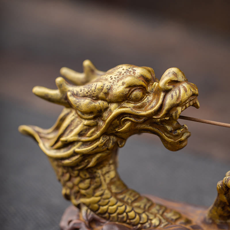Hand-Finished Dragon Motif Ceramic Stick Incense Burner