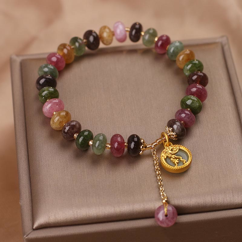 Colorful Tourmaline Cute Flower Rabbit Charm Love Bracelet