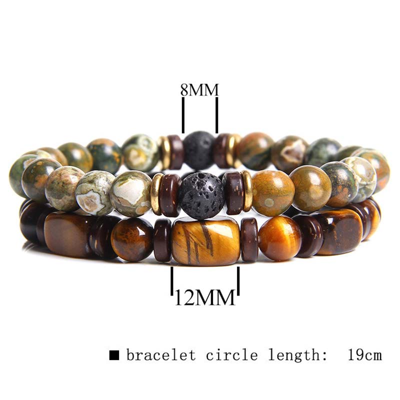 2PCS Healing Crystal Emperor Stone Tiger Eye Bead Bracelet