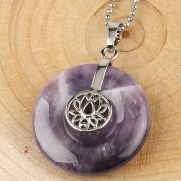 Amethyst Handcrafted Lotus Pendant Necklace for Mindfulness