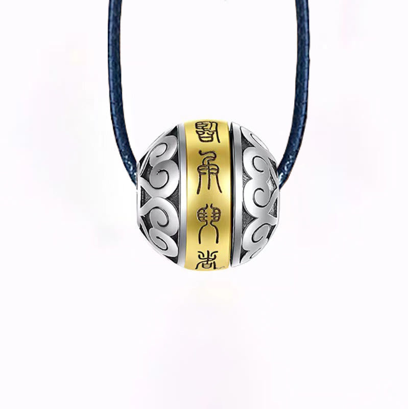 Taoist Nine-Character Mantra Engraved Amulet Balance Necklace Rotatable Pendant