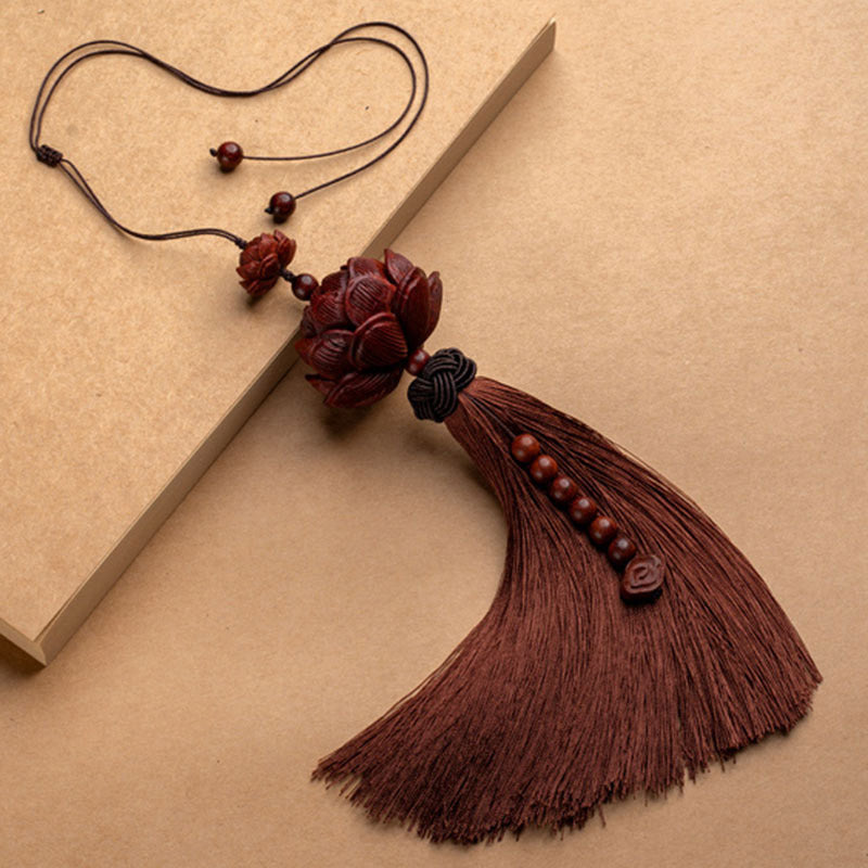 Tibetan Small Leaf Red Sandalwood Lotus Luck Protection Tassel Decoration (Extra 35% Off | USE CODE: FS35)