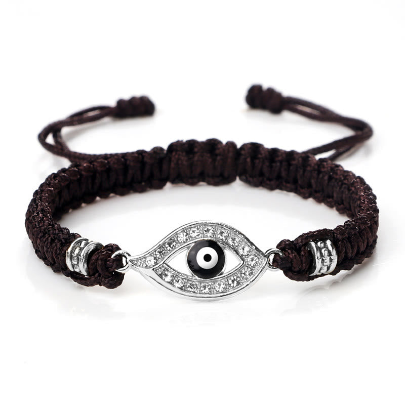Handmade Evil Eye Red String Braided Bracelet with Gold or Silver Border