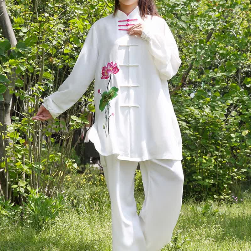 Lotus Print Flowing Qi Gong Meditation Two-Piece Set