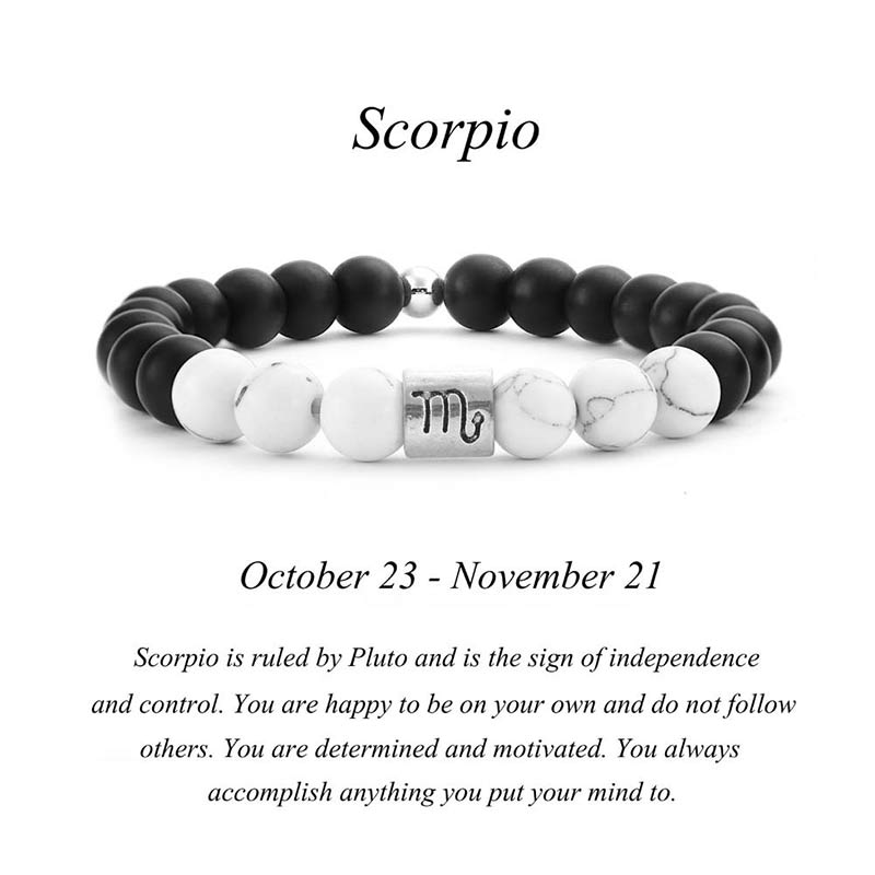 12 Constellations of the Zodiac Natural Frosted Stone White Turquoise Bead Fortune Bracelet