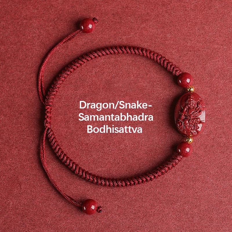 Chinese Zodiac Natal Buddha Cinnabar Keep Away Evil Spirits Rope Bracelet