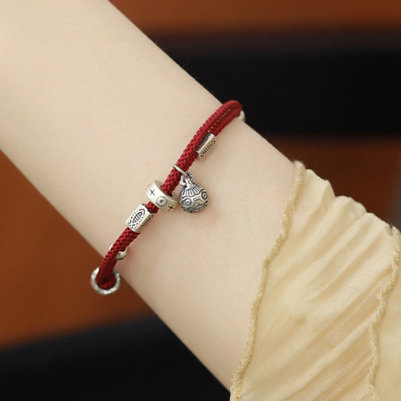 925 Sterling Silver Gold Swallowing Beast Koi Fish Wealth Handcrafted Braided Bracelet