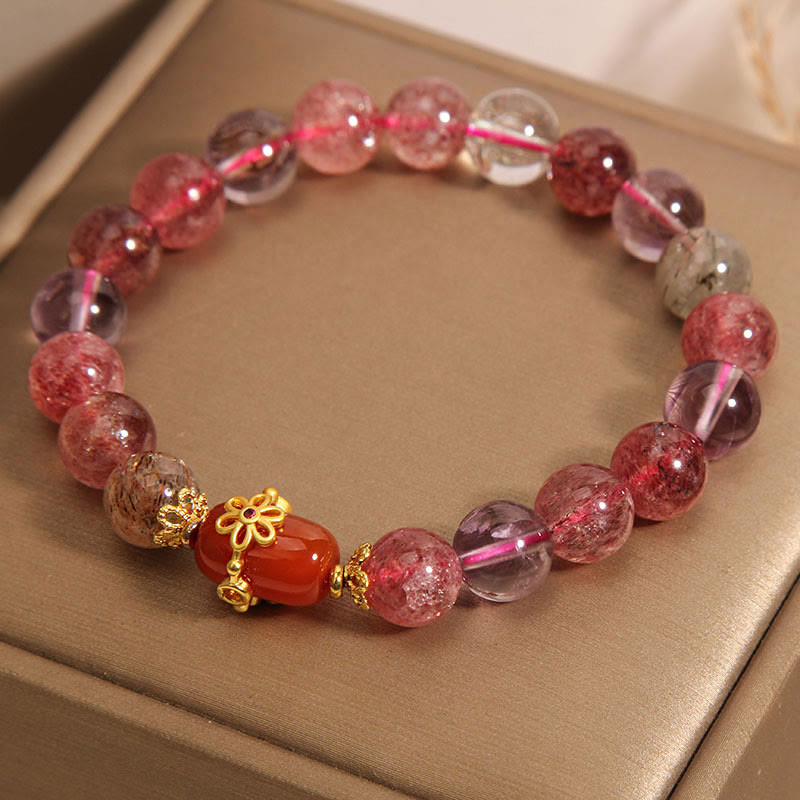 Natural Super Seven Crystal Red Agate Positivity Bracelet